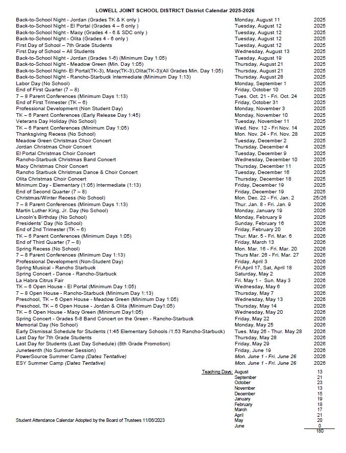 24-25 student attendancew calendar